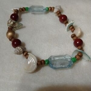 Shell and wood beaded bracelet handmade (sku 310)